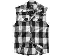 Brandit Checkshirt Sans Manches Homme Coton Coupe Droite Moto Blanc Noir