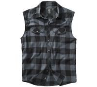 Brandit Checkshirt Sans Manches Homme Coton Coupe Droite Moto Noir Gris