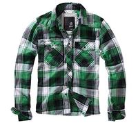 Brandit Chemise À Carreaux Homme Chemise en Flanelle Vert/Noir S 100% Coton Regular/Coupe Standard