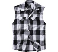 Brandit Checkshirt Chemise sans manches, noir-blanc, taille 3XL pour homme