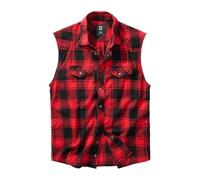 Brandit – Chemise sans manches à carreaux – Rouge/Noir – Taille 5XL