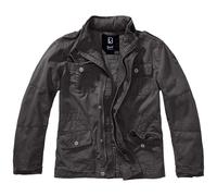 Brandit Enfants Britannia Veste Imperméabiliser Coton Manteau Encapuchonné Noir