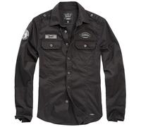 Brandit Luis Vintage Haut Noir S-7XL Chemise Homme Avec Patch à Manches Longues