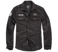 Brandit Luis Vintage Haut Noir S-7XL Chemise Homme Avec Patch à Manches Longues