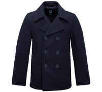 Brandit Manteau Caban Pea Coat Homme Mi-Longue Hiver Laine Noir Anthracite Navy