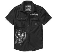 Brandit Motörhead Vintage Chemise 1/2 Manche Rock Band Metal Musique Merch Noir