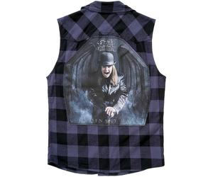 Brandit Ozzy Checkshirt, chemise sans manches S Noir/Gris Noir/Gris