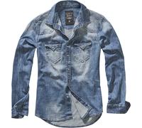 Brandit Riley Denim Chemise Hommes Top Manches Longues Travail Veste Bleu