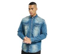 Brandit Riley Denim Shirt Long Sleeve, Color: denim blue, Size: S