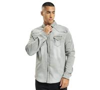 Brandit Riley Denim Shirt Long Sleeve, color: grey denim, size: XL