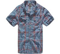 Brandit Roadstar Hommes Check Coton Flanelle Chemise Manches Courtes Rouge Bleu