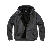 Brandit Sweat à Capuche Zippé Doublé Teddy Homme Sweat-Shirt à Capuche Noir chiné