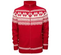 Brandit Cardigan Norvégien zippé – Rouge/Blanc M Homme