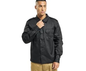 Brandit US Hemd à manches longues pour homme, noir, 80 % polyester, 20 % coton, coupe régulière