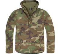 Brandit Windbreaker Armée Capuche Veste Hombres Pêche Anorak Woodland Camo