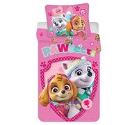 BrandMac ApS Parure de lit Junior Pat' Patrouille Rose - Housse de Couette Réversible 100x135 cm + Taie d'oreiller 40x60 cm