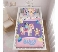 Bluey & Bingo Housse de Couette Bébé 100x135 cm + Taie 40x60 cm | Parure de lit Réversible - Motif licorne colorée - Lits à barreaux et évolutifs - Lits 60x120 et 70x140 cm
