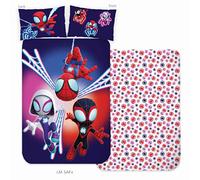 BrandMac Parure de lit bébé Spidey – Housse 100×140 cm + Taie 40×45 cm, 100% coton réversible douce
