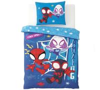 BrandMac Marvel Spidey Parure de lit junior | Housse de couette 100 x 135 cm + taie d'oreiller 40 x 60 cm, 100 % coton | Parure de lit réversible douce et respirante pour tout-petit, motif officiel