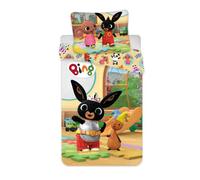 BrandMac Parure de lit Bébé ou Junior Bing et Flop, 100% Coton, Housse de Couette 100x135 cm + Taie d'oreiller 40x60 cm