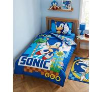 BrandMac Parure de Lit Bébé Sonic Le Hérisson - Housse de Couette 100x135 cm et Taie 40x60 cm - 100% Coton Oeko-TEX - Réversible 2 en 1 - Idéal Lit à Barreaux, Transition et Junior - Design Officiel