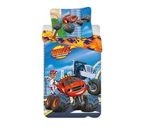 Blaze and the Monster Machines Parure de lit pour lit bébé 100 x 135 cm + taie d'oreiller 40 x 60 cm, 100 % coton | Parure de lit junior douce et colorée pour enfants | Blaze pour tout-petits garçons