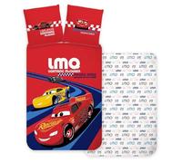Brandmac Parure de Lit Disney Cars Rouge Réversible, 100% Coton, Housse de Couette 100x135 cm + Taie d'Oreiller 40x60 cm, Flash McQueen