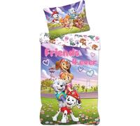 BrandMac Parure de lit Pat' Patrouille Junior | Housse de Couette 100×135 cm + taie d'oreiller 40×60 cm, Linge de lit en Coton Doux pour Tout-Petits (Multicolore Paw Patrol)