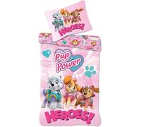 BrandMac Parure de lit Pat' Patrouille Junior | Housse de Couette 100×135 cm + taie d'oreiller 40×60 cm, Linge de lit en Coton Doux pour Tout-Petits (Rose Paw Patrol)