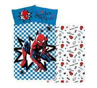 BrandMac Parure de lit Spiderman pour lit d'enfant - Housse de couette 100 x 135 cm + taie d'oreiller 40 x 60 cm - 100 % coton - Motif super-héros Spiderman Marvel - Pour garçons et filles