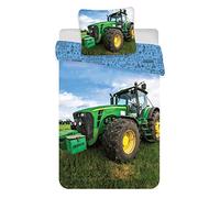 BrandMac Parure de Lit Tracteur Réversible 100% Coton - Housse de Couette 100x135 cm + Taie d'oreiller 40x60 cm