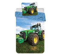 Brandmac Parure de Lit Tracteur Vert Réversible pour Enfant, 100% Coton, Housse de Couette 140x200cm + Taie d'oreiller 65x65cm NB005 Multicolore Lit 1 Personne