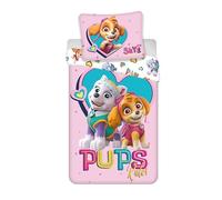 BrandMac Parure Dex Lit Pat Patrouille avec Stella et Everest, Housse de Couette Réversible 135x200 cm + Taie d'oreiller 80x80 cm, 100% Coton