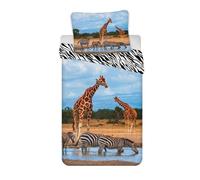 BrandMac Safari Parure de lit avec girafe 140 x 200 cm 70 x 90 cm