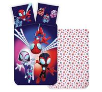 BrandMac Spidey Parure de lit pour bébé | Housse de couette 100 x 140 cm + taie d'oreiller 40 x 45 cm, 100 % coton | Parure de lit pour bébé parfaite pour les enfants | Parure de lit réversible douce