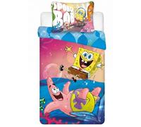 BrandMac Spongebob Squarepants Parure de lit Enfant | Housse de Couette Taille Simple 140x200 cm avec taie d’Oreiller 50x70 cm | Design coloré Spongebob pour Lits Simples d’Enfants