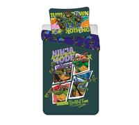 BrandMac TMNT Parure de lit réversible pour lit d'enfant 100 x 135 cm + taie d'oreiller 40 x 60 cm, 100 % coton, motif Tortues Ninja pour enfants