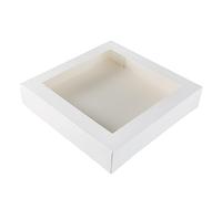 BrandNewCake® Boîte à Gâteau avec Fenêtre - 30x30x6 cm - Lot de 3 Boîtes en Carton - Blanche