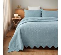 Brandream Parure de lit de Luxe en Coton léger pour Grand lit, Style Rustique, Bleu Vieilli, pour Toutes Les Saisons