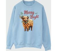 Brands In Brands In Blue Christmas Highland Cow Bright Sweatshirt