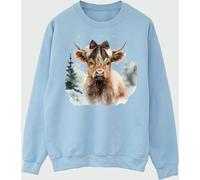 Brands In Brands In Blue Highland Cow Winter Bow Sweatshirt