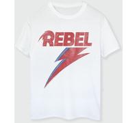 Brands In Brands In White David Bowie Distressed Rebel Women Boyfriend Fit Music T-Shirt