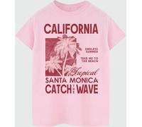Brands In Pink Women Boyfriend Fit California Catch The Wave Baby 100% Cotton T-Shirt