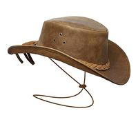 BRANDSLOCK Chapeau De Cowboy en Cuir pour Hommes Et Femmes, Léger, Fait Main, Style Western, à Large Bord, Résistant, Style Cowgirl/Outback (FR/ES, Alpha/Lettres, L, Standard, Tanné)