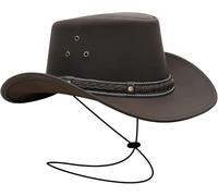 BRANDSLOCK Chapeau de Cowboy Masculin à Bord Large, Style Australien, Style Western, Bas sous Un Chapeau (Marron, XL)