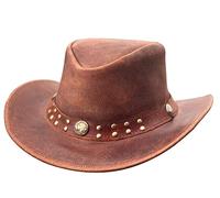 BRANDSLOCK Cowboy Chapeau pour Hommes & Femmes-Prime Cuir Australien-Léger Mainfait Occidental Chapeau-Modifiable Large Bord Cowgirl Fête Costume Tenue pour Voyage & Protection Solaire
