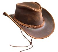 BRANDSLOCK Cowboy Hat pour Hommes & Femmes-Prime Cuir Australien Hat-Léger Mainfait Occidental Chapeau-Modifiable Large Bord Cowgirl Chapeau-Fête Costume Tenue pour Voyage & Protection Solaire