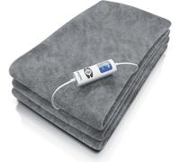 Brandson couverture chauffante, couverture chauffante électrique XXL avec arrêt automatique, 180x130 cm, couverture douillette avec 6 niveaux de température, fonction minuterie, 160 watts, gris