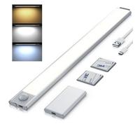 Brandson - Lampe LED Rechargeable USB 40 cm, Reglette Led Cuisine Sous Meuble Lampe detecteur de mouvement infrarouge PIR, Lampe sans fil Light bar, Capteur 300 lm Détection 150° minuterie de 20 s