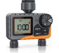 Brandson ordinateur d'arrosage numérique avec écran, 2 zones, minuterie d'eau, contrôle d'arrosage, système d'arrosage, arrosage toutes les 1-12 h, tous les 1-7 jours